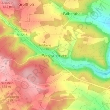 Windischhausen topographic map, elevation, terrain