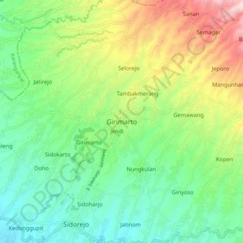 Girimarto topographic map, elevation, terrain