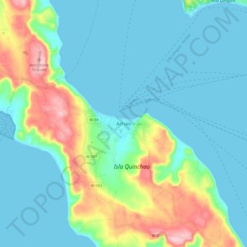 Achao topographic map, elevation, terrain