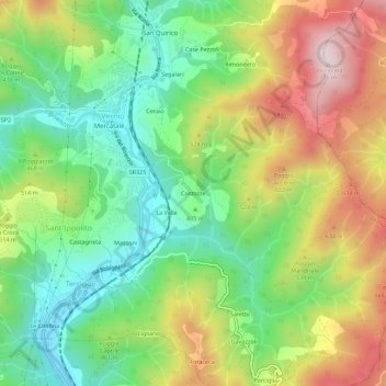 Costozze topographic map, elevation, terrain