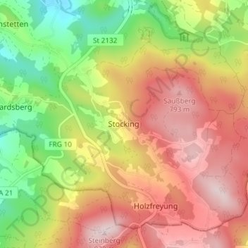 Stocking topographic map, elevation, terrain