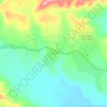 El Pinto topographic map, elevation, terrain