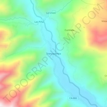 Troncopampa topographic map, elevation, terrain