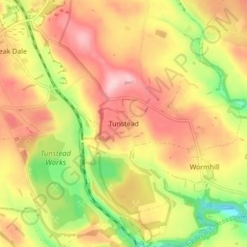 Tunstead topographic map, elevation, terrain