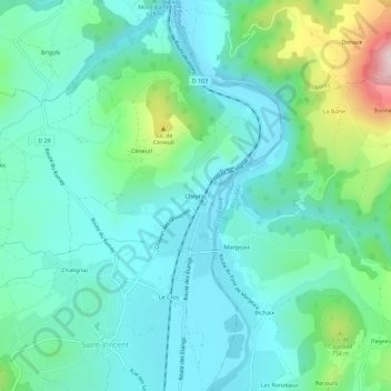Cheyrac topographic map, elevation, terrain
