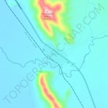 Pazña topographic map, elevation, terrain