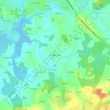 Moustoir-Lorho topographic map, elevation, terrain