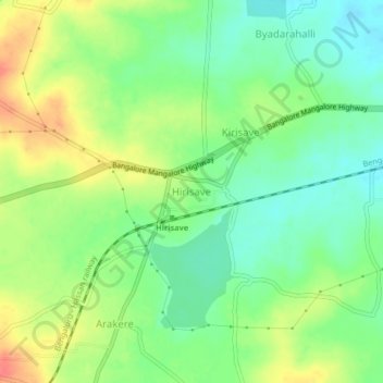 Hirisave topographic map, elevation, terrain
