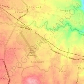 Purbaratu topographic map, elevation, terrain