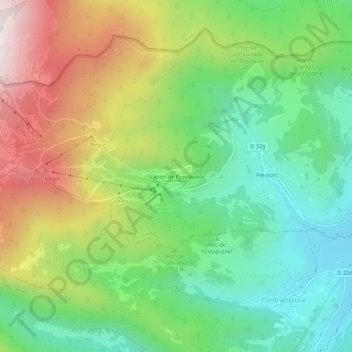 Station de Puyvalador topographic map, elevation, terrain