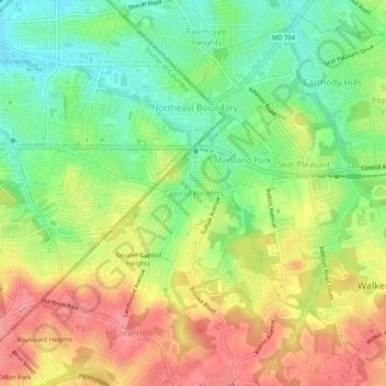 Capitol Heights topographic map, elevation, terrain