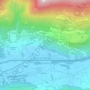Grigioni topographic map, elevation, terrain