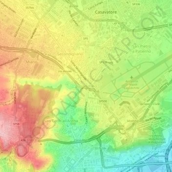 Capodichino topographic map, elevation, terrain