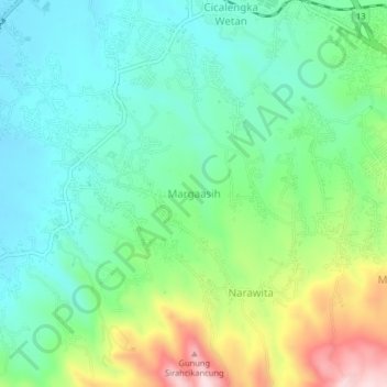 Margaasih topographic map, elevation, terrain