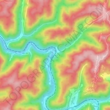 English topographic map, elevation, terrain