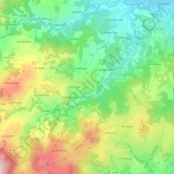Fondrieu topographic map, elevation, terrain