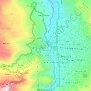 Los Olivos topographic map, elevation, terrain
