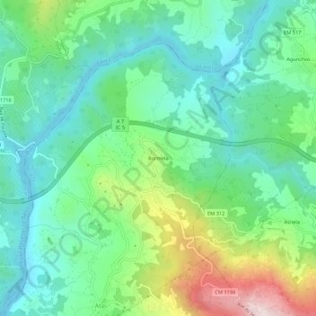 Bormela topographic map, elevation, terrain
