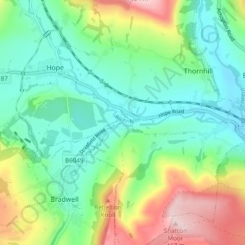 Brough-on-Noe topographic map, elevation, terrain