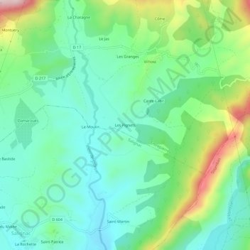 Les Pignets topographic map, elevation, terrain