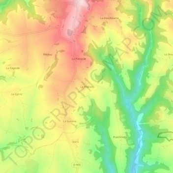 Le Théron topographic map, elevation, terrain