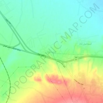 Hojjatabad topographic map, elevation, terrain