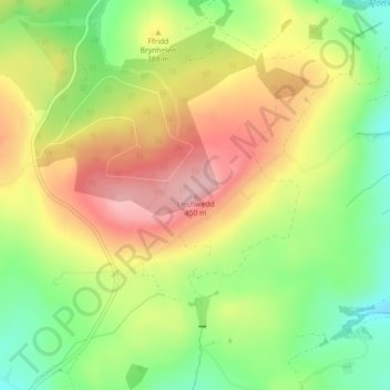 Llechwedd topographic map, elevation, terrain