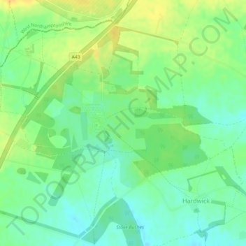Tusmore topographic map, elevation, terrain