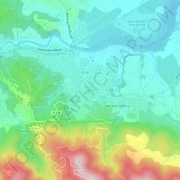 Céret topographic map, elevation, terrain