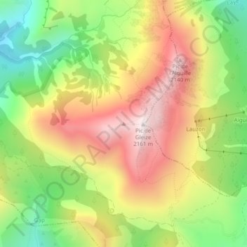 Pic de Chaudun topographic map, elevation, terrain