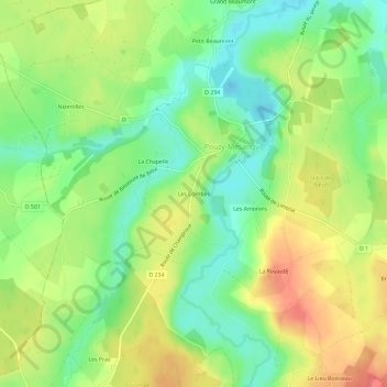 Les Combes topographic map, elevation, terrain