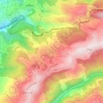 Roumieh topographic map, elevation, terrain