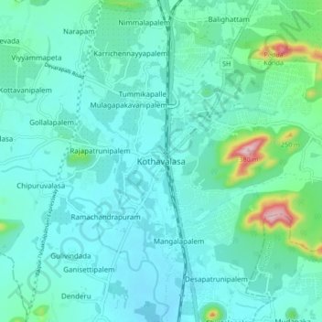 Kothavalasa topographic map, elevation, terrain