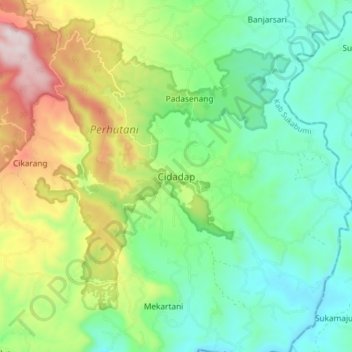 Cidadap topographic map, elevation, terrain