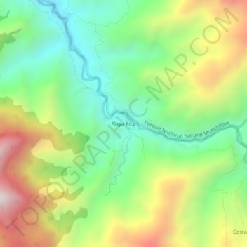 Playa Rica topographic map, elevation, terrain