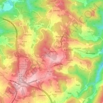 Espinheiro topographic map, elevation, terrain