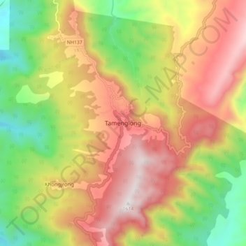 Tamenglong topographic map, elevation, terrain