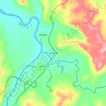 Agrovilla topographic map, elevation, terrain
