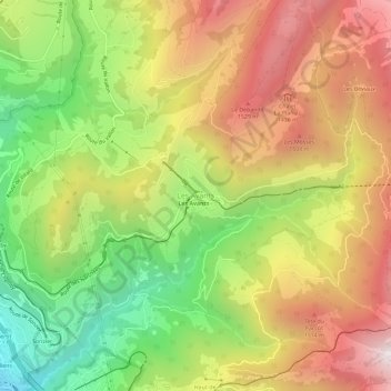 Les Avants topographic map, elevation, terrain