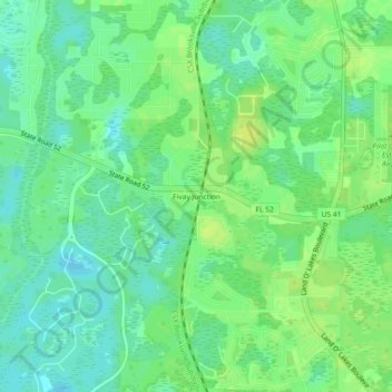 Fivay Junction topographic map, elevation, terrain
