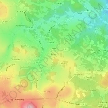 Roudon topographic map, elevation, terrain