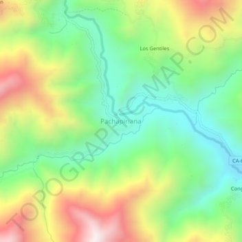 Pachapiriana topographic map, elevation, terrain