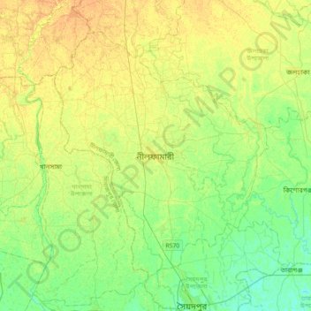 Nilphamari topographic map, elevation, terrain