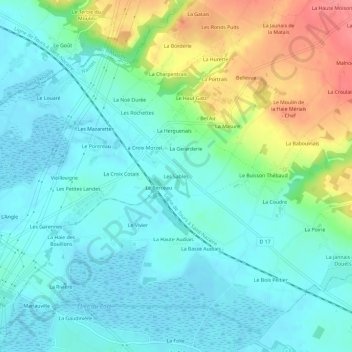 Les Sables topographic map, elevation, terrain