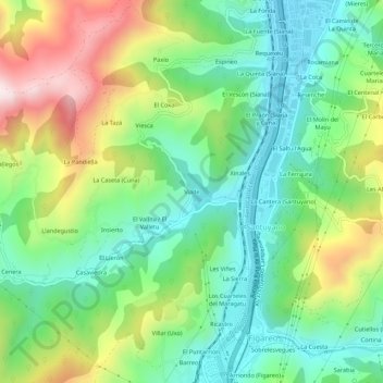 Viade topographic map, elevation, terrain