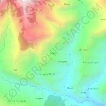 Tupli topographic map, elevation, terrain