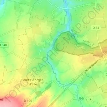 Saint-Quentin de Bas topographic map, elevation, terrain