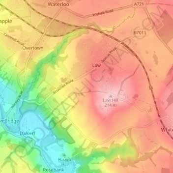 Birks topographic map, elevation, terrain