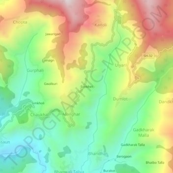 Simkhet topographic map, elevation, terrain