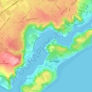 Isla Tenglo topographic map, elevation, terrain